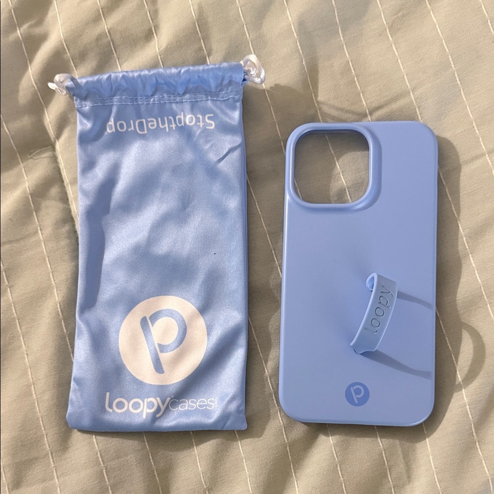 iPhone 14 Pro Max Loopy Case Silicone Phone Case with Strap - Light Blue